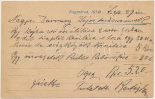 1910 Nagyvárad, Oradea; Kertész József vasredőny (rolló) üzletének reklámlapja. Szilágyi Dezső utca ...