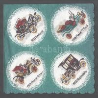 cca 1960-1970. 2 db oldtimer autókat ábrázolló reklámos szalvéta: 1924 Mercedes / 1929 Bugatti / 193...