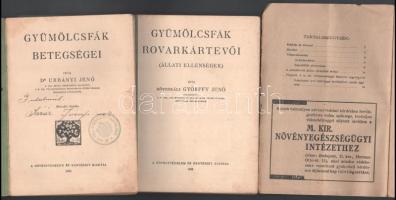 3 db kertészeti könyv - Dr. Urbányi Jenő: Gyümölcsfák betegsége + K. Györffy Jenő: Gyümölcsfák rovar...