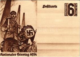 1934 Nationaler Feiertag 1. Mai / NSDAP German Nazi Party working class propaganda, swastika + 6 Ga. (EK)
