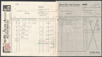 cca 1940, Emergé és Palma Kaucsuk Részvénytársaság és Emergé Kerékpár 8 darab fejléces számlája és s...