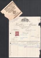 1931-1932 Kallós Manó vegyészeti gyár 2 darab fejléces számlája, hiánnyal, csatolmánnyal