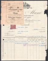 1931-1932 Kallós Manó vegyészeti gyár 2 darab fejléces számlája, hiánnyal, csatolmánnyal