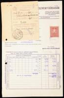 1933 Magyar Asphalt Részvénytársaság Cipőpaszta-osztály 2 darab fejléces számlája, csatolmánnyal