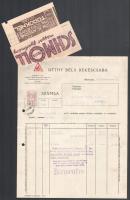 1935 Réthy Béla gyógyszerész Békéscsaba 2 darab fejléces számlája, egyik csatolmánnyal