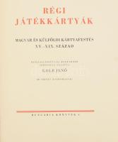 Kolb Jenő: Régi játékkártyák. Magyar és külföldi kártyafestés, XV-XIX.század. Összeáll. és magyarázó szöveggel ellátta - -. 80 színes hasonmással. Hungária Könyvek 6. Bp., 1939, Hungária-ny., 78+6 p. Első kiadás. Lapszámozáson belül egészoldalas és szövegközti képekkel gazdagon illusztrált. Kiadói illusztrált félvászon-kötés, szakadt, hiányos kiadói illusztrált papír védőborítóban. A név, és a számozás hiányzik.