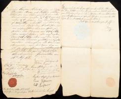 1857-1860 Promontor, német nyelvű (adásvételi, bérbeadási) szerződés, 2,5 beírt oldal, a Pesti cs. k...