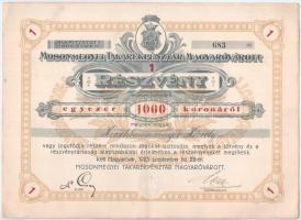 Magyaróvár 1923. "Mosonmegyei Takarékpénztár Magyaróvárott" részvénye 1000K-ról, szárazpec...