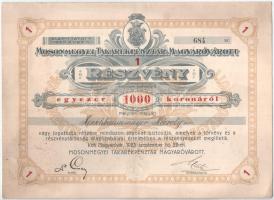 Magyaróvár 1923. "Mosonmegyei Takarékpénztár Magyaróvárott" részvénye 1000K-ról, szárazpec...