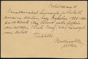 1940 10f díjjegyes levelezőlap "ROHOD" postaügynökségi bélyegzéssel