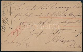 1889 2kr díjjegyes levelezőlap "GYULA-FEHÉRVÁR / BUDAPEST" mozgóposta bélyegzéssel