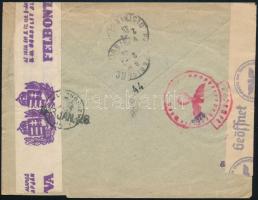 1943 Ajánlott cenzúrázott levél Párizsba