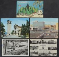 280 db vegyes külföldi városképes lap, érdekes tétel