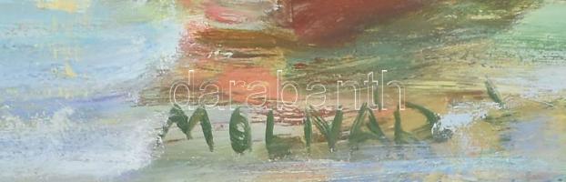 Molnár József (1922-2014): Tokaj (Tisza), 1986. Olaj, farost. Jelezve jobbra lent. Hátoldalán autogr...