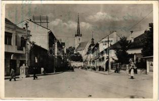 1942 Dés, Dej; Fő tér, Elbe harisnya üzlet, Horthy plakát a jobb oldalon / Casa ciorapilor elbe / main square, shops, Horthy poster