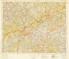 cca 1940 Die Alpen im Deutschen Osten. Tirol - Salzburger - Oberdonau, foltos, 28x42 cm + 1939 Karlsbad - Teplitz-Schönau közötti cseh - német határszakasz körüli területek térképe, 39x49 cm