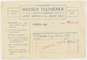 cca 1910 Újpest, Árpád út, Nasser Testvérek órás és ékszerészek fejléces számla
