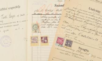 cca 1880-1900 34 db okmánybélyeges okmány, benne nagyobb címletek, több féle kiadás