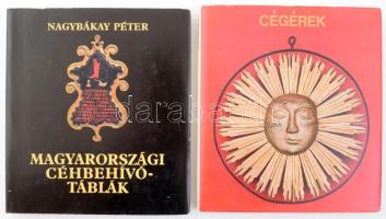 Csatkai Endre: Cégérek. Bp., 1971, Corvina. Gazdag képanyaggal illusztrált. Kiadói egészvászon kötésben,kiadói papír védőborítóban. + Nagybákay Péter: Magyarországi céhbehívó-táblák. Bp., 1981, Corvina. Gazdag képanyaggal illusztrált. Kiadói egészvászon kötésben,kiadói papír védőborítóban.