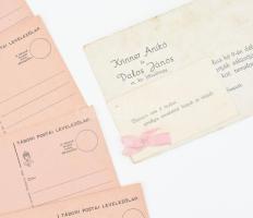 1944 Dalos János m. kir. főhadnagy, későbbi százados és alezredes esküvői meghívója + 4 db kitöltetl...