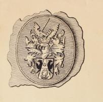 cca 1890 14 db magyar nemesi címereket ábrázoló litográfia, kézi rajz és nyomat. nagyrészt lithok La...