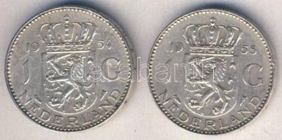 Hollandia 1954-55. 1G Ag (2x) klf évszámmal T:2/3 ph