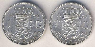 Hollandia 1955-56. 1G Ag (2x) klf évszámmal T:2/3 kis ph