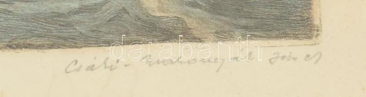 Csáki-Maronyák József (1910-2002): Vitorlások. Színezett rézkarc, papír, jelzett, foltos, üvegezett ...