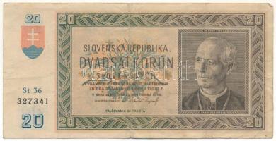 Szlovákia 1939. 20K T:F Slovakia 1939. 20 Korun C:F Krause P#5