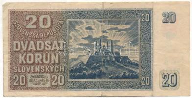 Szlovákia 1939. 20K T:F Slovakia 1939. 20 Korun C:F Krause P#5