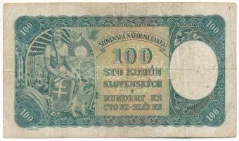 Szlovákia 1940. 100K T:VG fo. Slovakia 1940. 100 Korun C:VG spotted