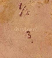 Zsolnay? fazék. Mázas kerámia, jelzés nélkül, száján kis lepattanással m: 12 cm