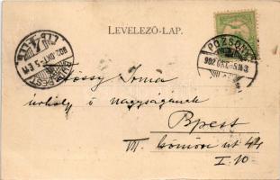 1902 Pozsony, Pressburg, Bratislava; Frigyes főherceg utca, villamos, Tafelmayer és Weischek szikvíz...