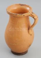 Bokály. Mázas cserép XIX. sz, kézzel festett, sérüléssel m: 21 cm