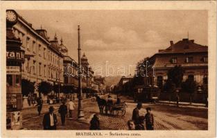 Pozsony, Pressburg, Bratislava; Stefánikova cesta / utca, villamos / street view, tram (EK)