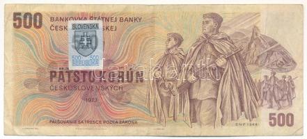 Csehszlovákia 1993. (1973) 500K szlovák bélyeggel T:F Czechoslovakia 1993. (1973) 500 Korun with Slovak stamp C:F