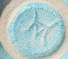 HV jelzéssel: Türkiz tálka. Mázas kerámia, jelzett, hibátlan d: 12 cm, m. 8 cm