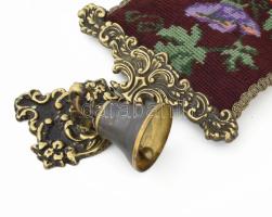 Antik cselédhívó, virág dekorral , dekoratív fém végekkel,115 cm