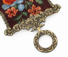 Antik cselédhívó, virág dekorral , dekoratív fém végekkel,115 cm