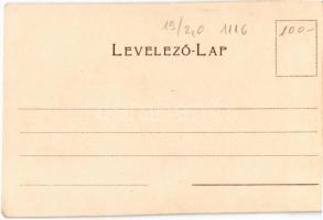 Budapest I. Naplemente a budai oldalon, Tabán. Art Nouveau litho (EK)