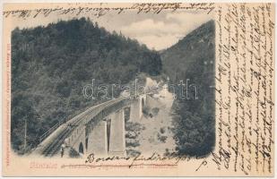 1905 Tiszolc, Tisovec; Tiszolczi fogaskerekű vasút viaduktja, vasúti híd. Lechnitzky O. fénynyomdája kiadása / cogwheel railway, viaduct, railway bridge (fl)