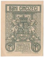Románia 1917. 50b T:F szép papír Romania 1917. 50 Bani C:F fine paper Krause P#71