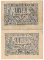 Románia 1915. 1L + 1920. 1L T:F egyik szép papír Romania 1915. 1 Leu + 1920. 1 Leu C:F one with fine paper