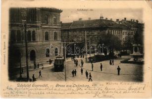 1901 Sopron, Széchenyi tér, villamos. Kummert L. kiadása (EK)