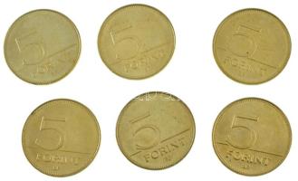 2021. 5Ft Cu-Ni-Zn "75 éves a Forint" (6xklf) teljes sor T:AU