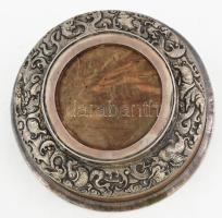 Tibeti buddhista koldulótál. Fa, ezüst (Ag), Tibet, cca 19. sz. közepe - második fele, d: 13,5 cm, m...