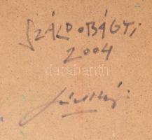 Száldobágyi Sándor: Absztrakt kompozíció. Olaj, farost. jelzett a hátoldalán 20x20 cm