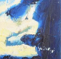 Száldobágyi Sándor: Absztrakt kompozíció. Olaj, farost. jelzett a hátoldalán 20x20 cm