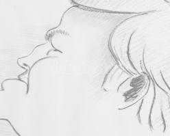 MS jelzéssel: 3 db Heti Hetes karikatúra. Ceruza, papír. Jelzett, üveg klipsz keretben 20x30 cm