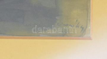 Tarnói Veronika: Pipacsos csendélet. Akvarell, papír, keretben, rajta kis sérülésekkel 38x25 cm